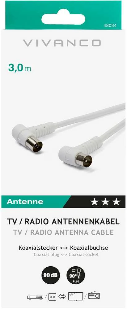 Vivanco antenos laidas kampuotas 3m