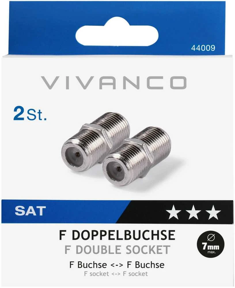 Vivanco cable connector F double socket 2pcs