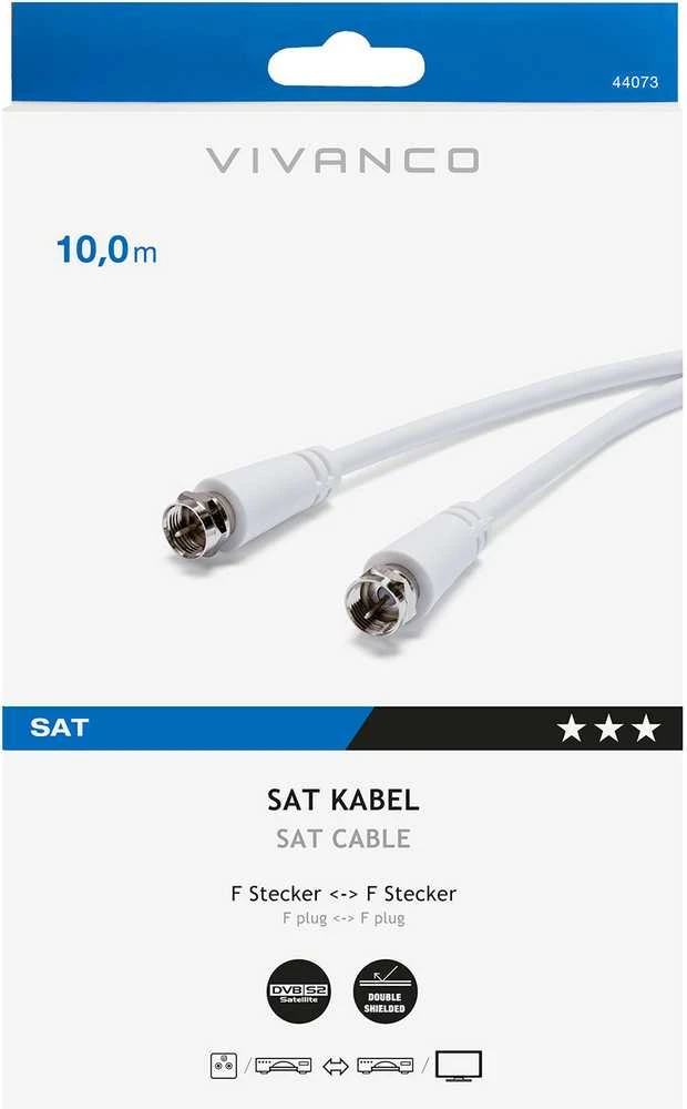 Vivanco cable SAT F 10m, baltas