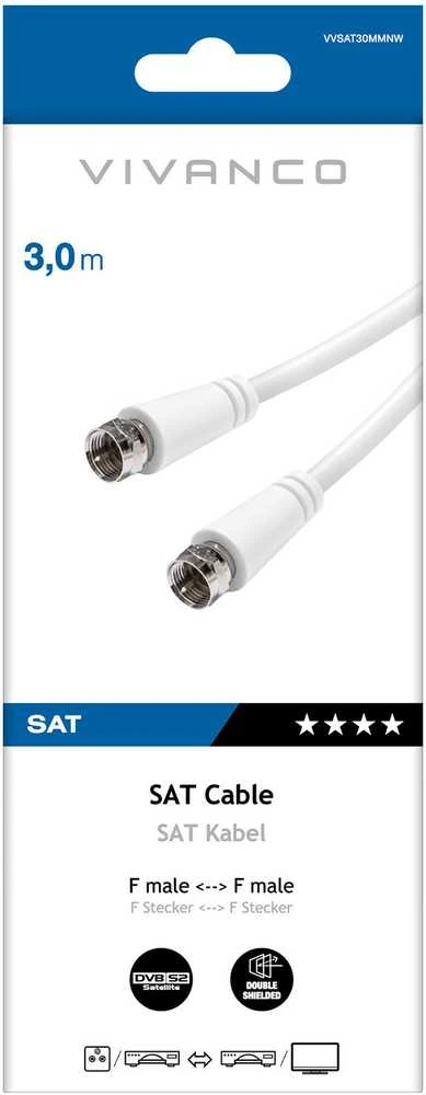 Vivanco cable SAT F 3m, baltas