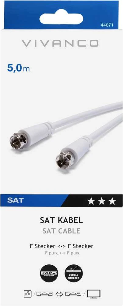 Vivanco cable SAT F 5m, baltas