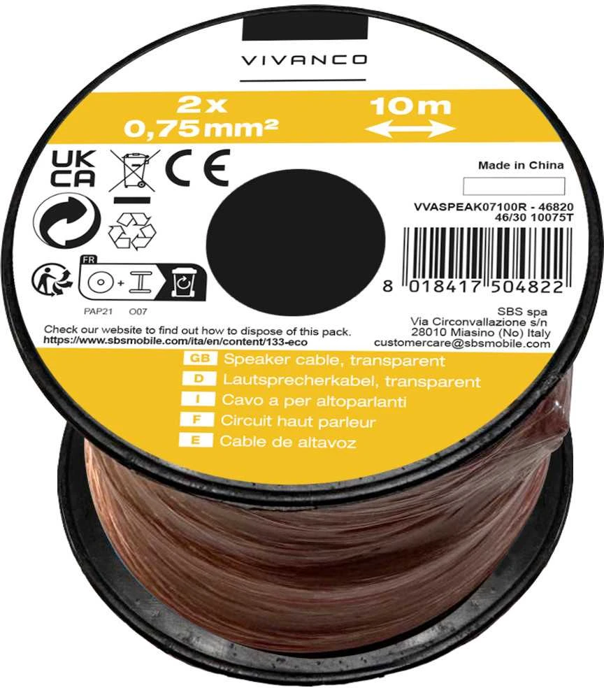 Vivanco cable spool 2x0.75mm 10m