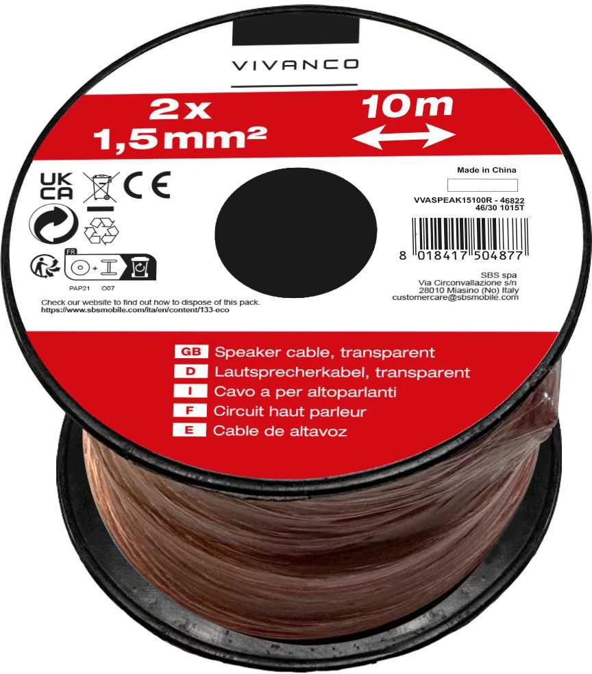 Vivanco cable spool 2x1.5mm 10m
