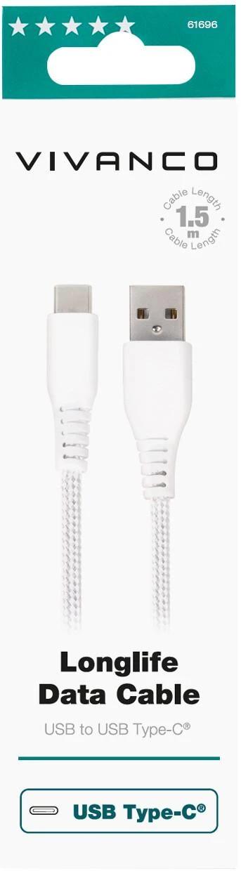 Vivanco kabelis USB-C - USB-A 1,5m, baltas (61696)