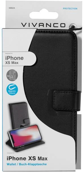 Dėklas Vivanco case iPhone XS Max Wallet, juodas (38826)