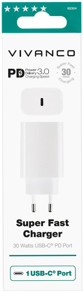 Vivanco 30W USB-C PD3 įkroviklis pakuotėje