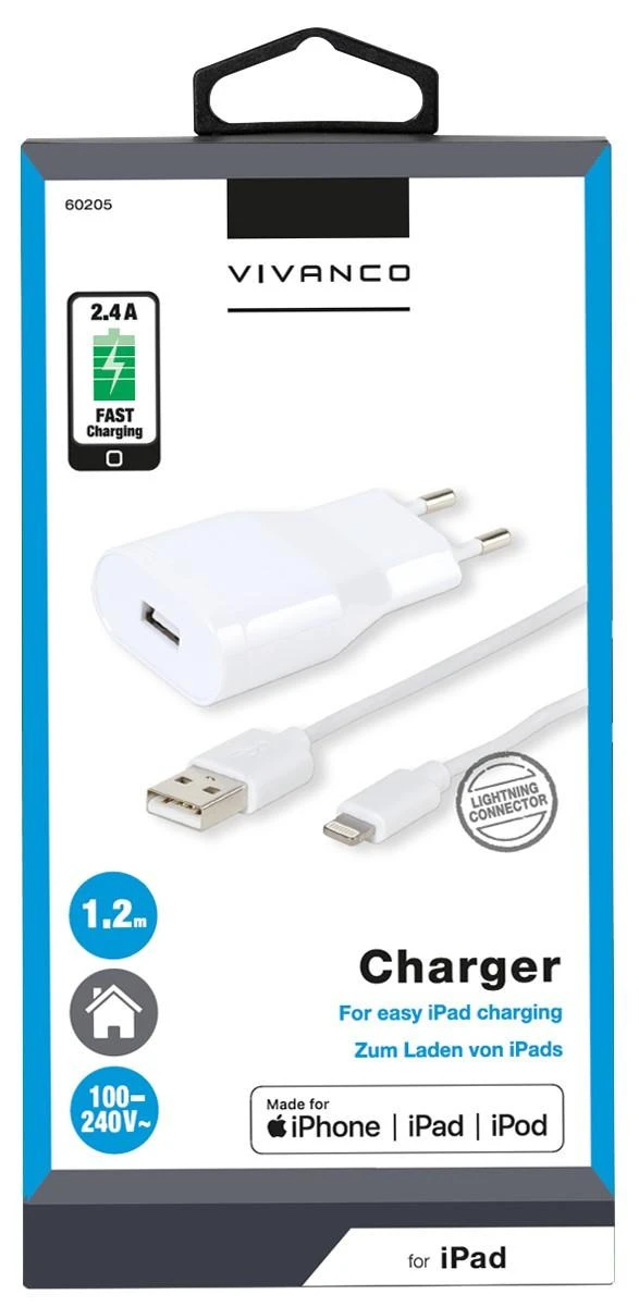Vivanco įkroviklis Lightning 1,2 m pakuotė