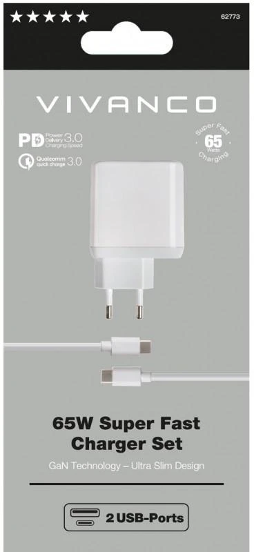 Vivanco įkroviklis USB-C – USB-A 65W 1m (62773)