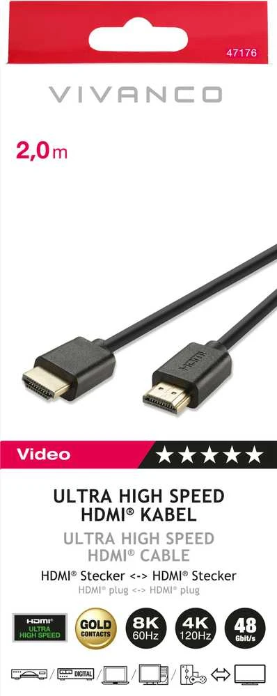 „Vivanco“ kabelis HDMI – HDMI 2.1 2m (47176)