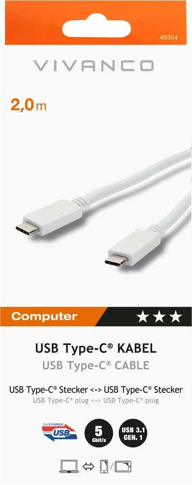 Vivanco kabelis USB-C – USB-C 2m EMark (45354)