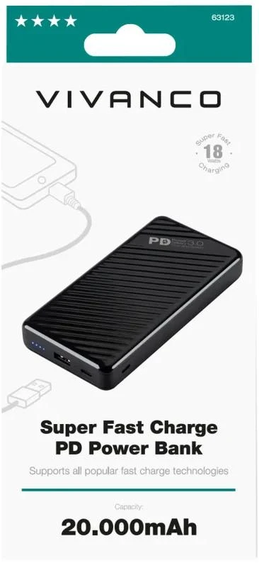 Vivanco maitinimo blokas 20000mAh Super Fast PD 18W (63123)