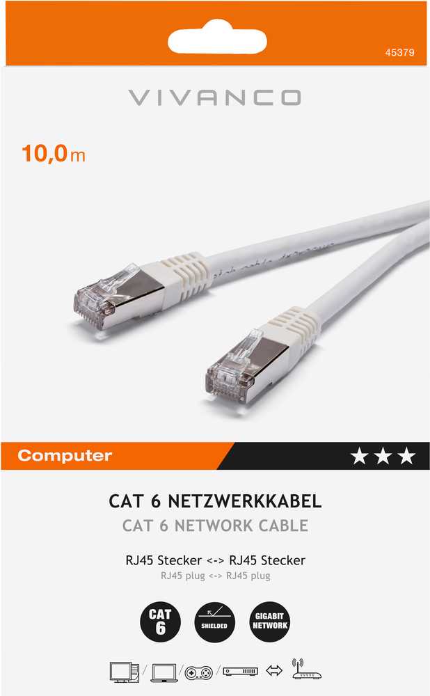 Vivanco tinklo kabelis CAT 6 10m