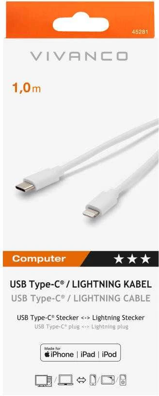 „Vivanco“ USB-C laidas – „Lightning“ 1 m (45281)