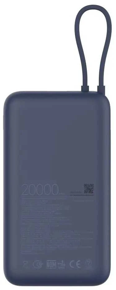 „Xiaomi 33W Power Bank“ (integruotas laidas) | 20000 mAh | USB-C/USB-C laidas/USB-A | Mėlyna
