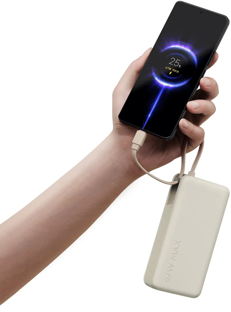 „Xiaomi“ 67 W išorinė baterija 20000 (su integruotu laidu) | 20000 mAh | Ice Mėlyna