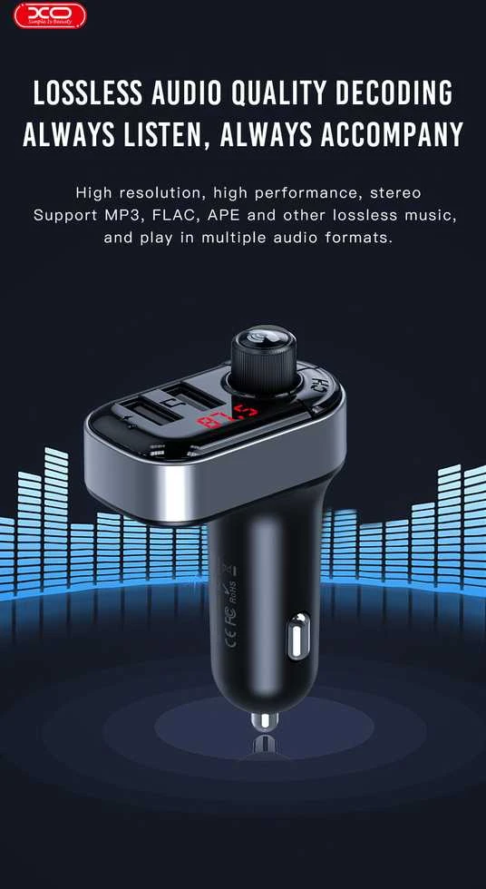 Automobilinis įkroviklis XO Smart Bluetooth TZ08 (juodas)