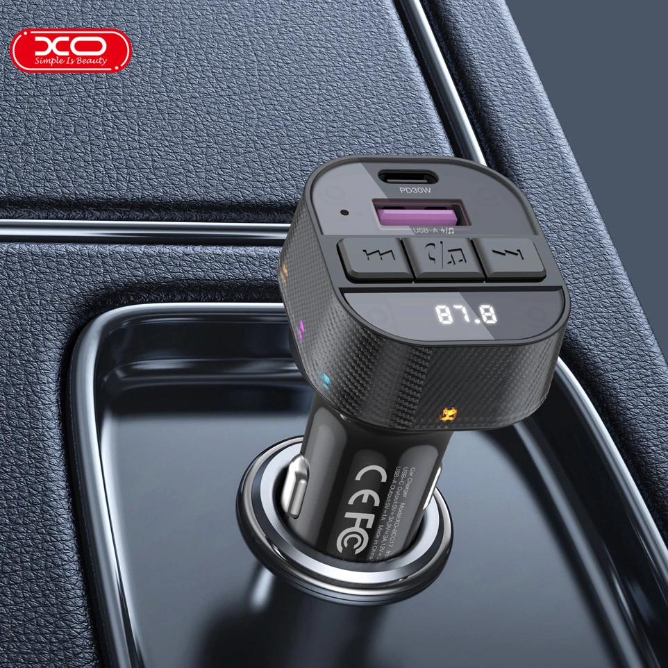 XO FM siųstuvas BCC17 Bluetooth MP3 automobilinis įkroviklis 30W juodas
