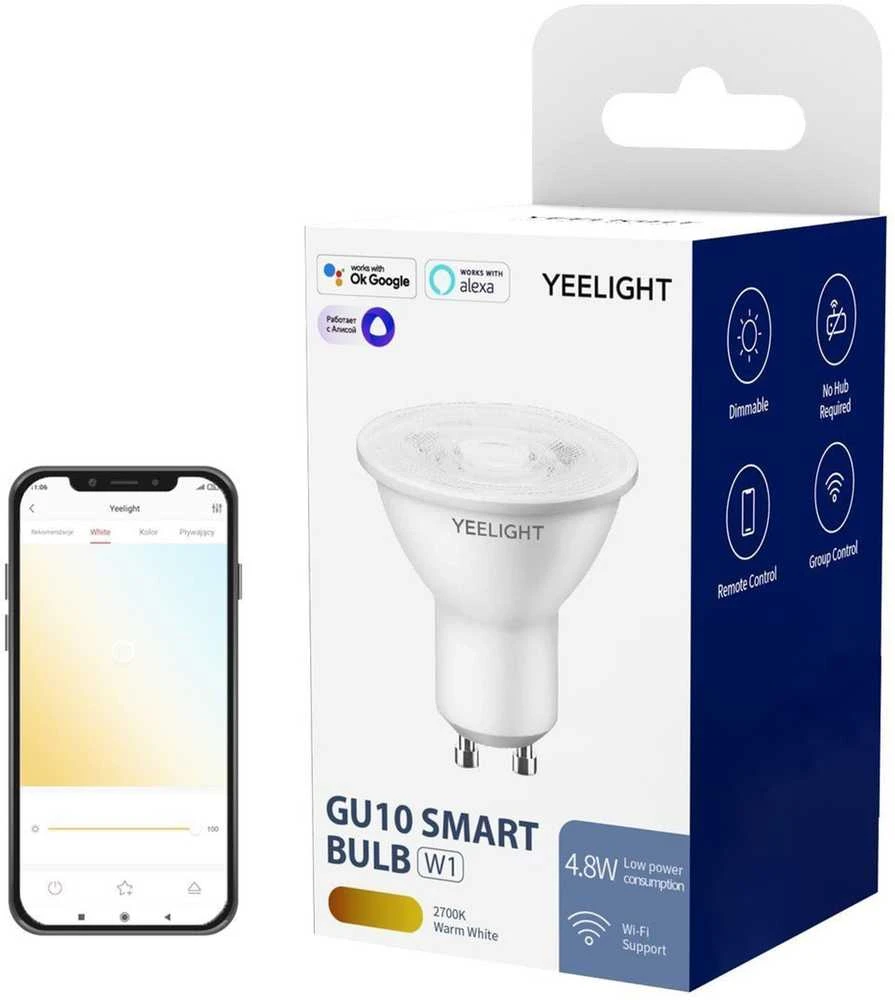 Yeelight Smart Bulb | GU10 W1 (pritemdomas) | 4,8 W | 2700 K | 15000 val. | LED | 220-240 V