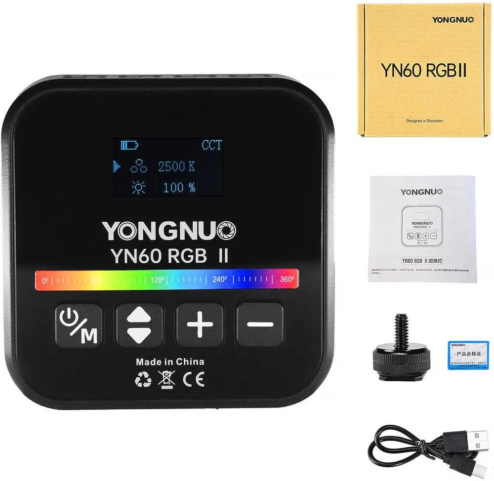 LED Šviestuvas Yongnuo YN60 RGB II WB (2500 K - 9900 K) (Juodas)