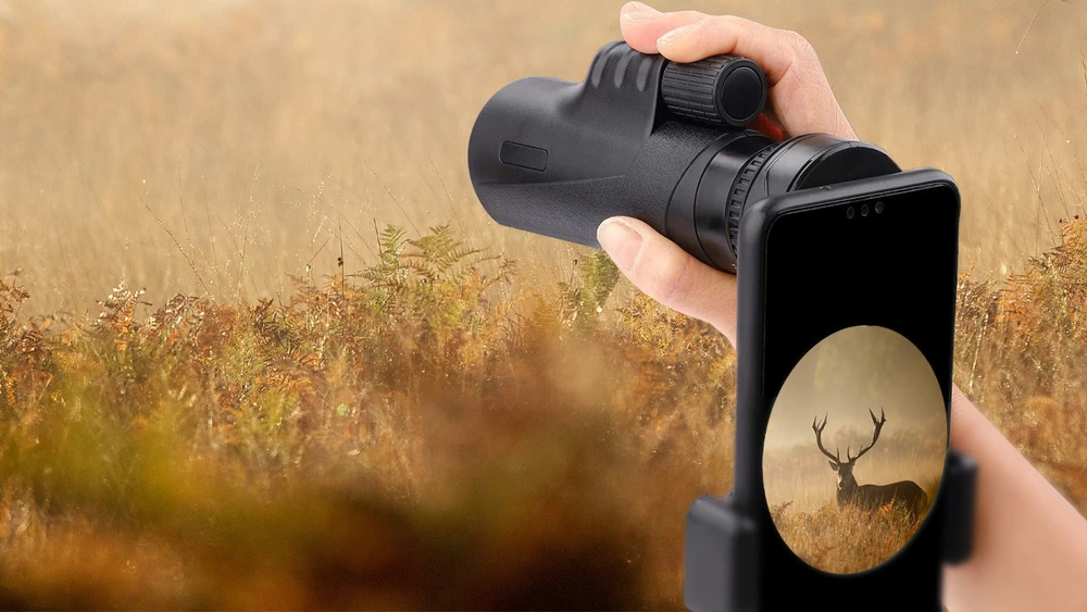 Žiūronai Adapteris - Redleaf SOM-3 išmaniojo telefono tvirtinimo adapteris optiniams prietaisams, teleskopams, mikroskopams, 55,9–99 mm, juodas