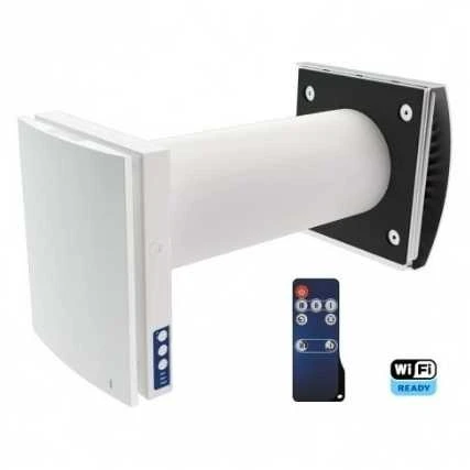 Mini rekuperatorius Vento Expert A50-1 S10 W V.3 su šilumokaičiu, WIFI ryšiu, integruotu ir nuotoliniu valdymo pulteliu, išorinis plastikinis lauko dangtelis.