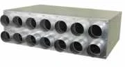 Oro paskirstymo kolektorinės dėžė izoliuota RPI-200-14x75. Pajungimas iš galo 200mm į 14x75mm Cinkuota skarda. Išmatavimai: 715x500x220mm