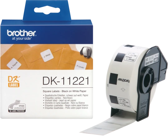 Brother Brolis | DK-11221 kvadratinė popierinė etiketė | Baltas | DK | 23 mm