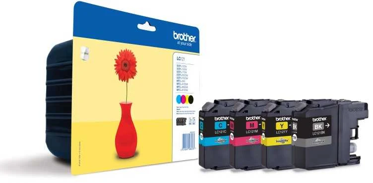 Brother LC-121 Multipack Ink Cartridge, Juodas, Cyan, Magenta, Geltona