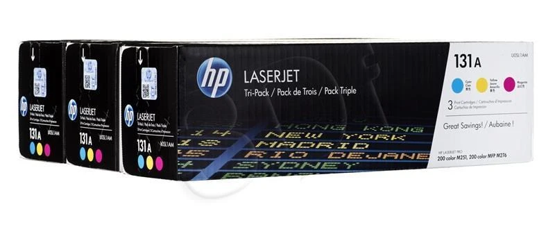 Hewlett Packard (HP) Toneris HP HP131A (skirtas Hewlett Packard spausdinimui, originalus CF211A+CF212A+CF213A žydra, geltona, rausva)
