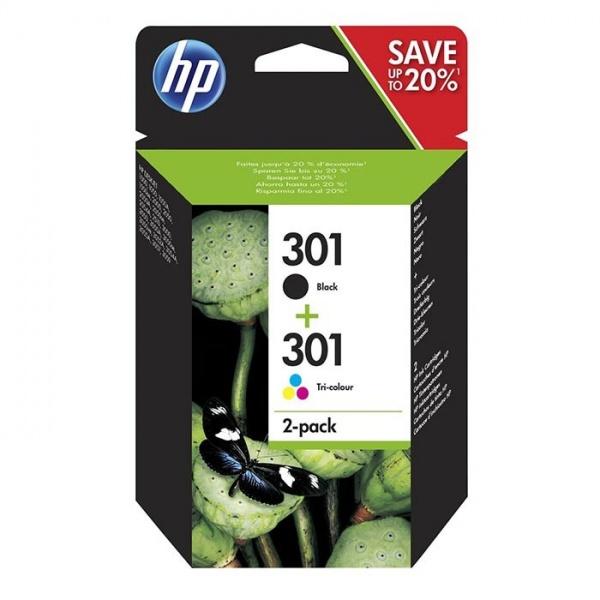 Hewlett Packard (HP) HP 301 rašalo kasetė, 2 vnt. pakuotė, juoda ir spalvota (CH561EE + CH562EE)