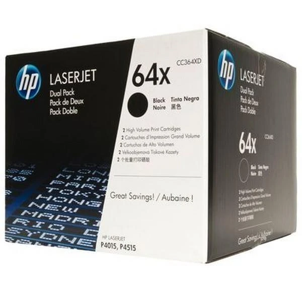 Hewlett Packard (HP) HP Toneris Juodas CC364X, skirtas Laserjet P4000/P4500series, dviguba pakuotė (2x24 000 puslapių)