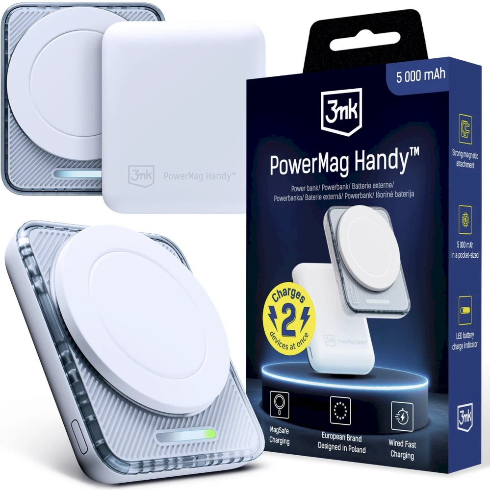 3mk PowerMag Handy MagSafe 5000 mAh 22.5W balta