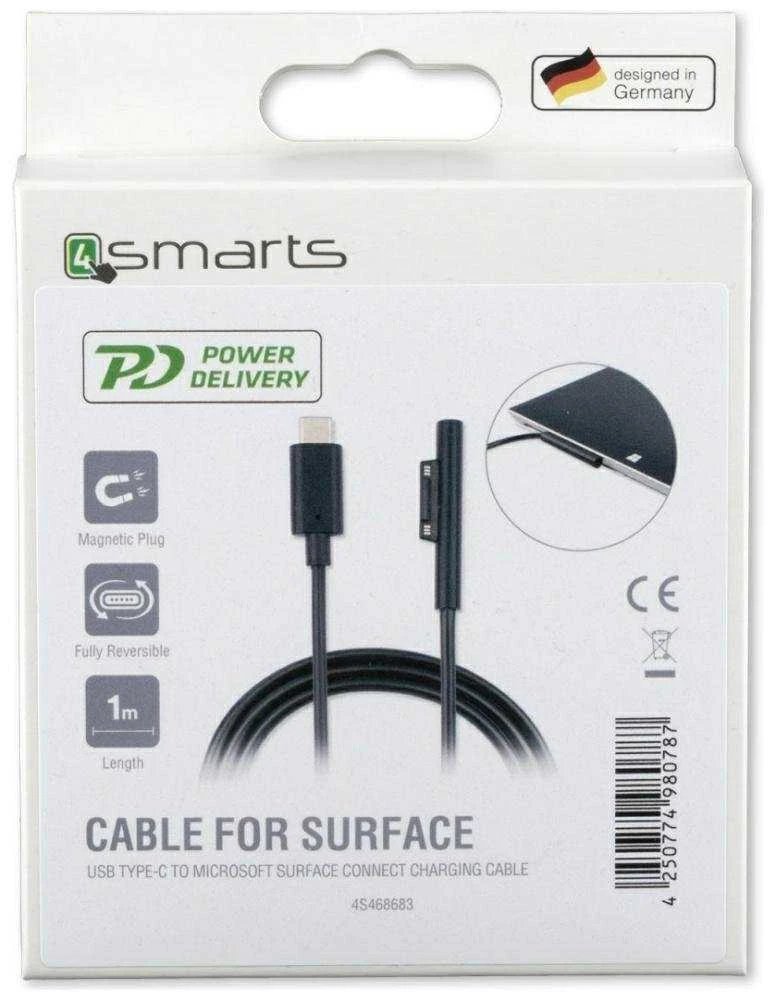 Kabelis USB 4smarts USB-C - Surface Pro 1 m Juodas (468683)