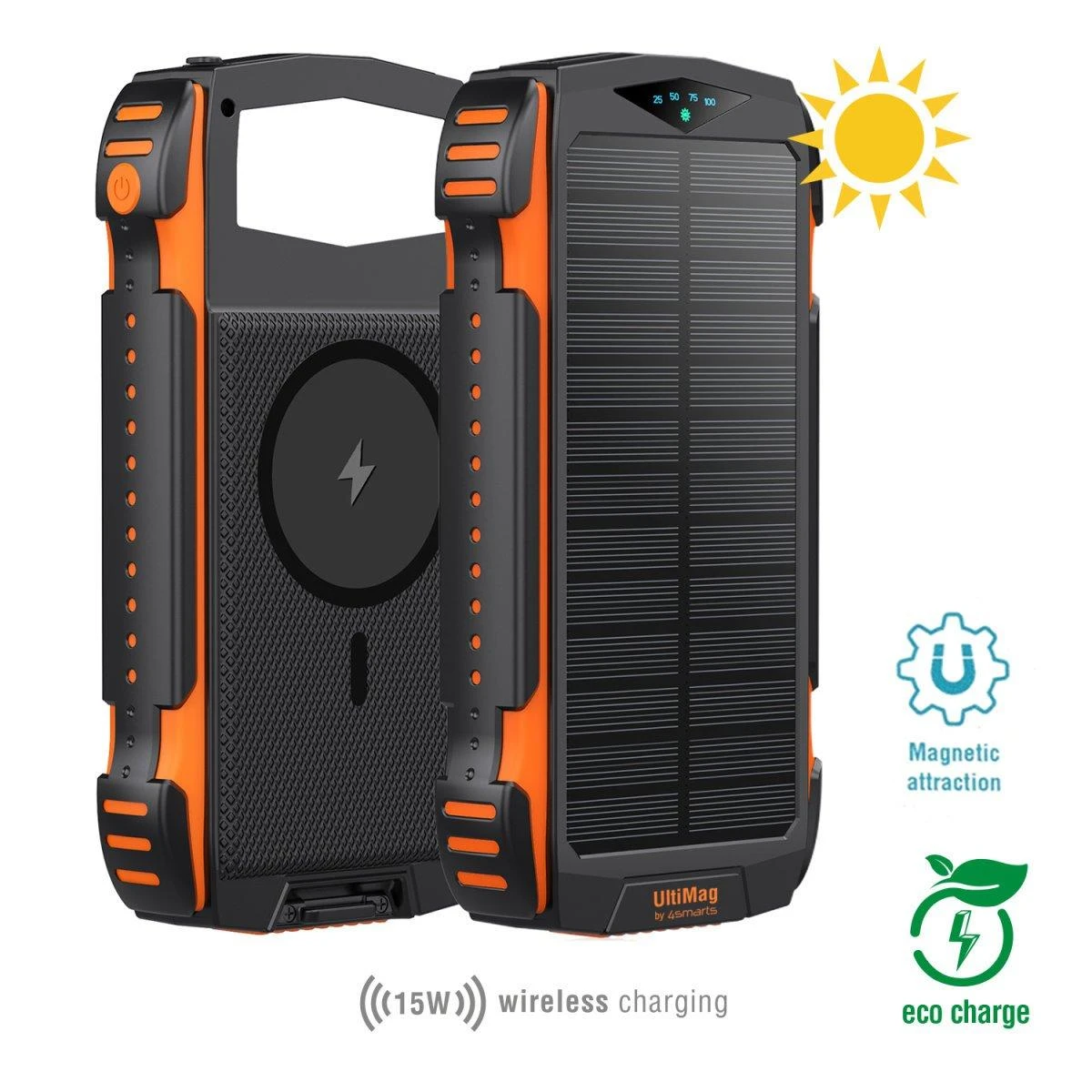 4Smarts Solar Power Bank Rugged TitanPack UltiMag 20000mAh juodas (juodas)