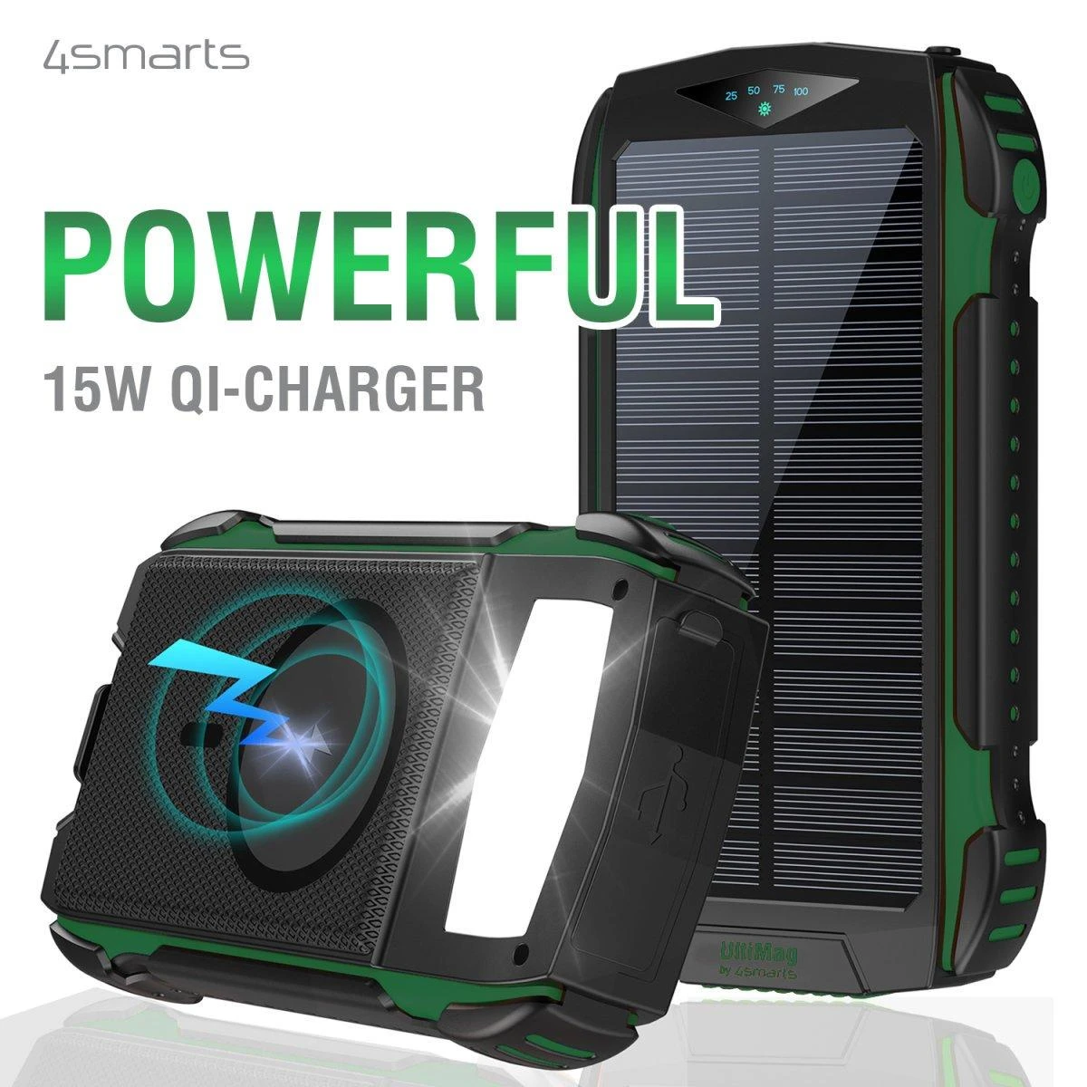 4Smarts Solar Power Bank Rugged TitanPack UltiMag 20000mAh Žalias ( Žalias)