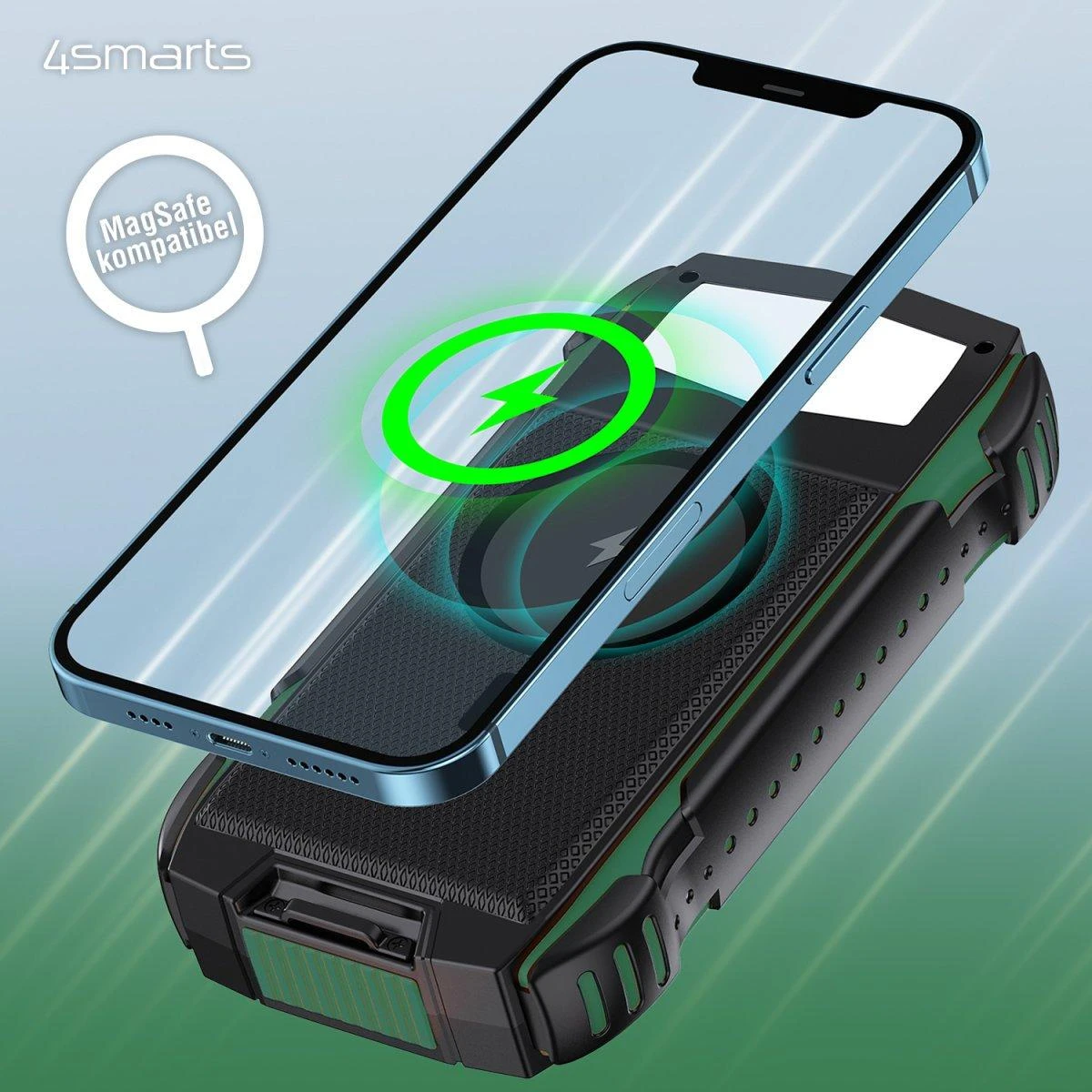 4Smarts Solar Power Bank Rugged TitanPack UltiMag 20000mAh Žalias ( Žalias)