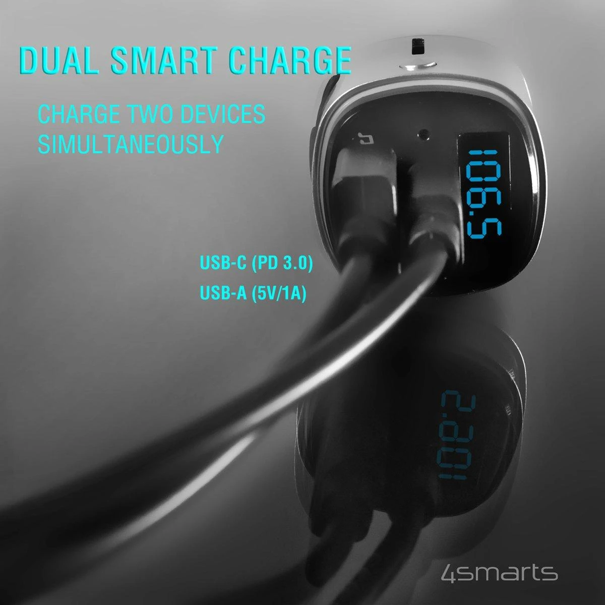 4Smarts Bluetooth FM siųstuvas Media&Assist 2 su daugialypės terpės įvestimi, laisvų rankų funkcija, automobiliniu įkrovikliu