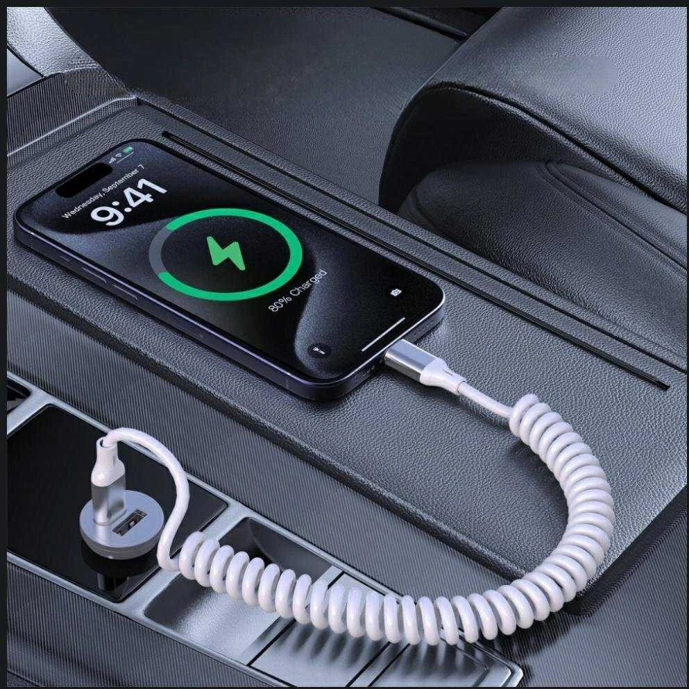 Kabelis 4smarts spiralinis USB-C į USB-C 240W baltos spalvos