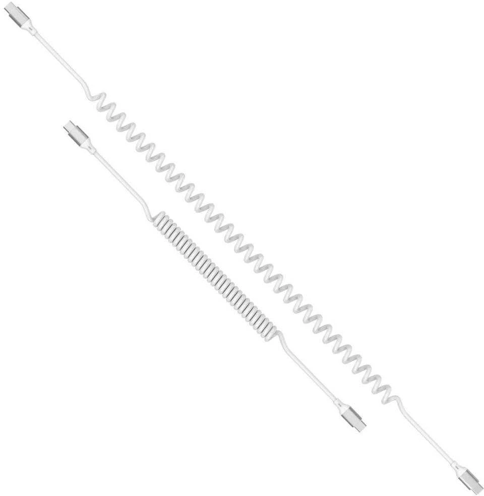 Kabelis 4smarts spiralinis USB-C į USB-C 240W baltos spalvos