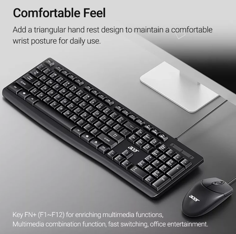 Klaviatūra ir pelė Acer OAK040 su laidu USB ENG