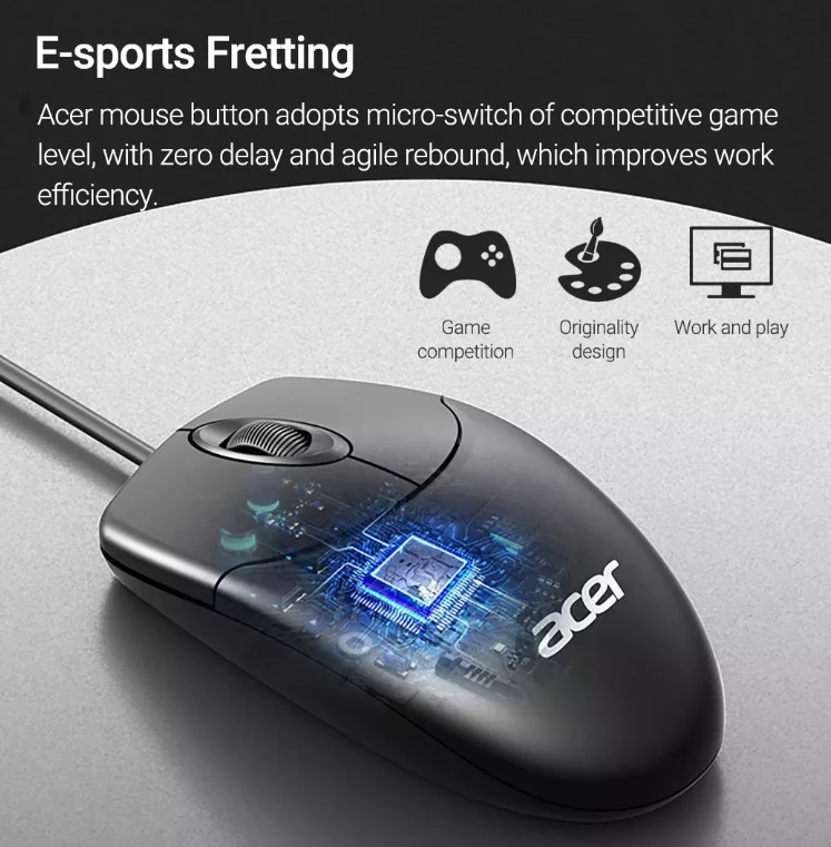 Klaviatūra ir pelė Acer OAK040 su laidu USB ENG