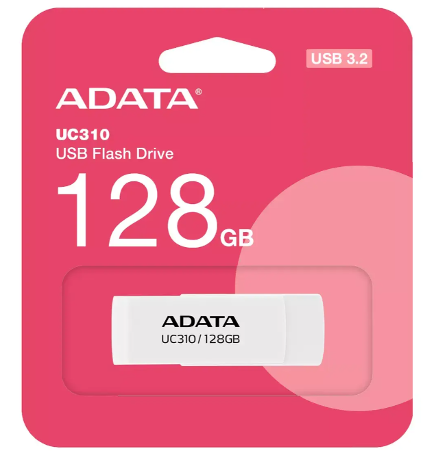 USB laikmena ADATA UC310, 128 GB, Baltos spalvos
