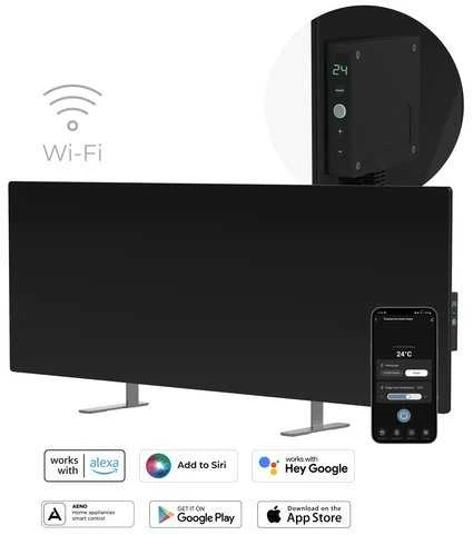 AENO GH4S Premium Eco Smart Heater, LED Ekranas, 700W, EU Plug (E/F), Juodas