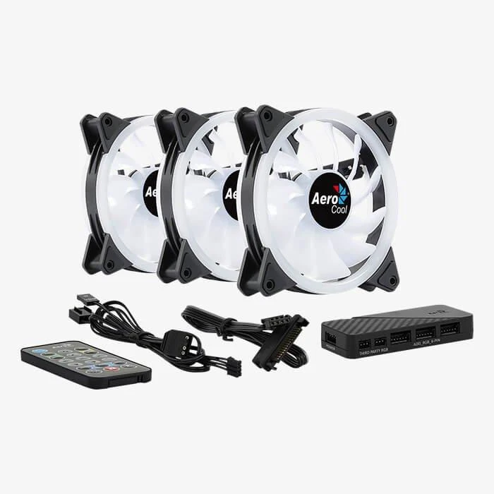 Kompiuterio Ventiliatoriai - Aerocool Duo12pro 3x12cm ARGB, Juoda