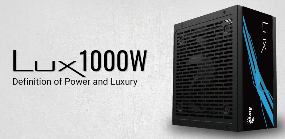 Maitinimo Blokas - Aerocool Lux 1000 W 20+4 Pin ATX Juodas, Mėlynas