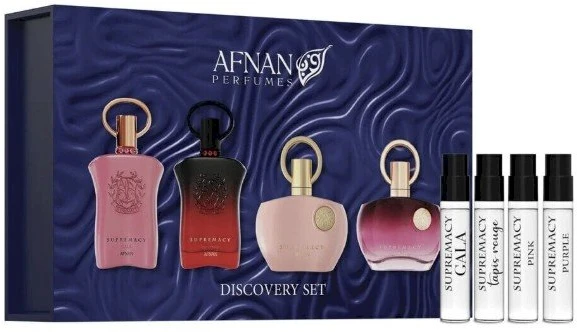 Afnan Discovery Set 9pm EDP rinkinys moterims (EDP 9pm 2 ml + EDP 9pm Rebel 2 ml + EDP 9pm Femme 2 ml + EDP 9am Femme 2 ml + EDP 9am Dive 2 ml)