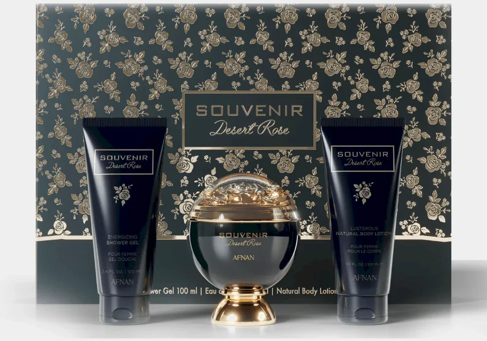 Afnan Souvenir Desert Rose - EDP 100 ml + dušo želė 100 ml + kūno losjonas 100 ml