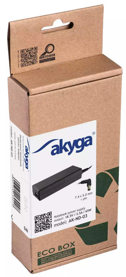 Kintamosios srovės adapteris akyga ak-nd-03 nešiojamam kompiuteriui Compaq, AG (18,5 v; 3,5 a; 65w; 7,4 mm x 5 mm)