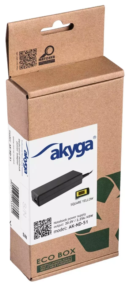 Nešiojamojo kompiuterio pakrovėjas Akyga AK-ND-51 (20V / 2.25A 45W) Slim Tip LENOVO 1.2m