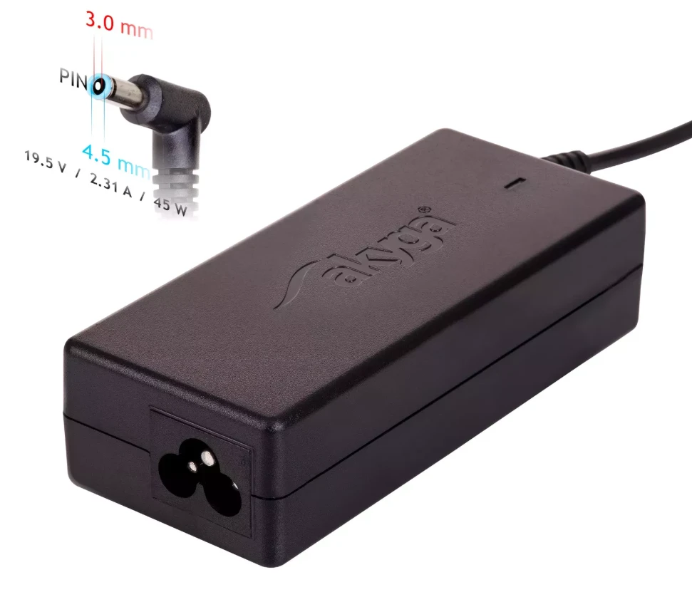 Nešiojamojo kompiuterio pakrovėjas Akyga AK-ND-69 (19.5V / 2.31A 45W 4.5 x 3.0mm + pin) HP 1.2m